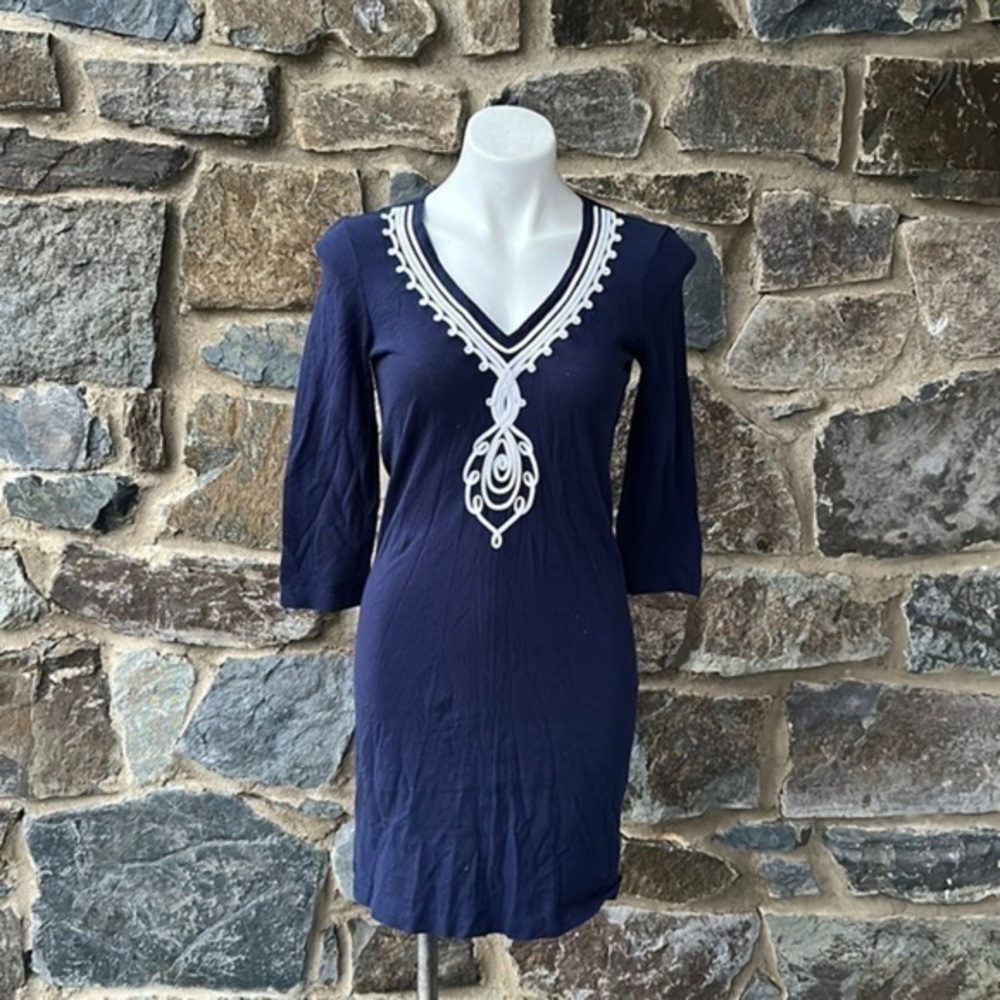 Lilly Pulitzer Knit 'Tidewater Tunic Dress' in 'True Navy' Blue Size XS